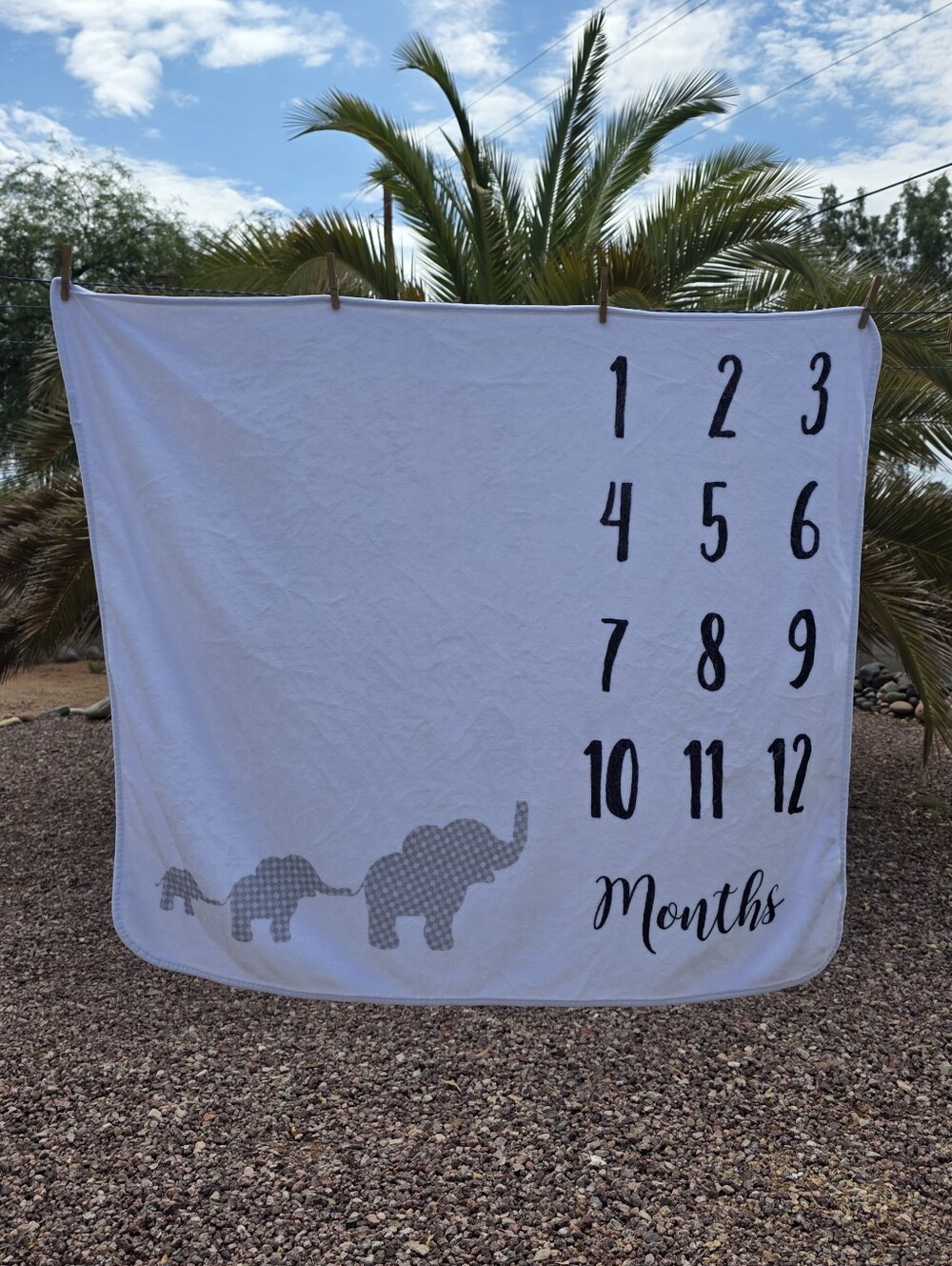 Elephant Baby Blanket Cute Soft Fleece Unisex 12 Months White Gray Black